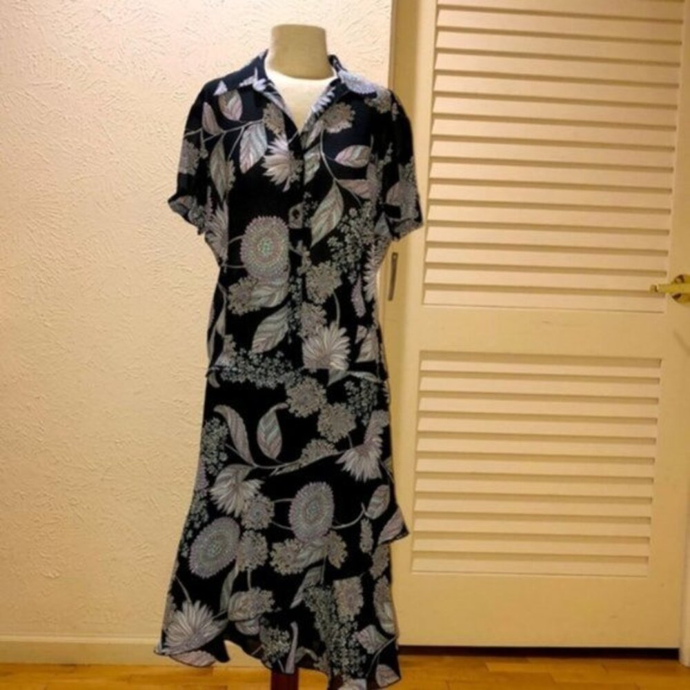 Floral Black and White Skirt Set
